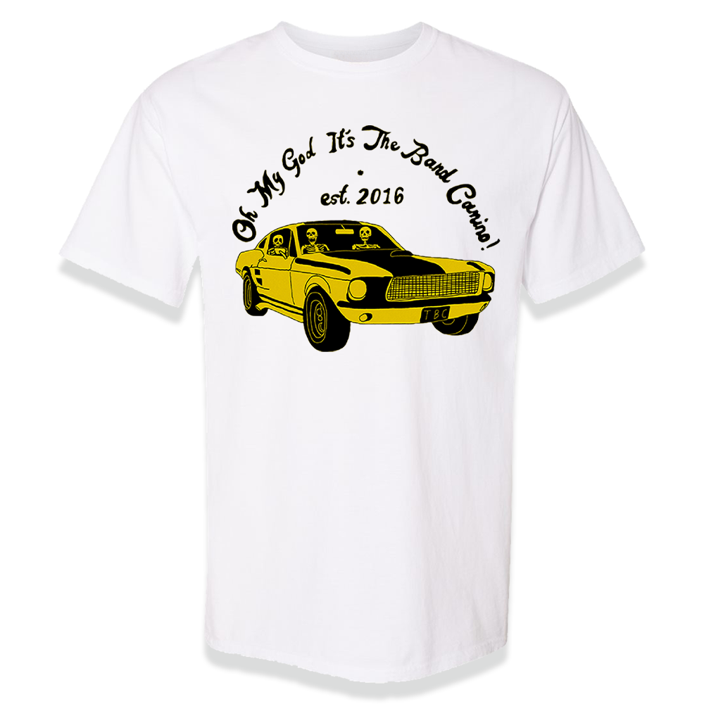 Oh my god its The Band Camino skeleton car white tee